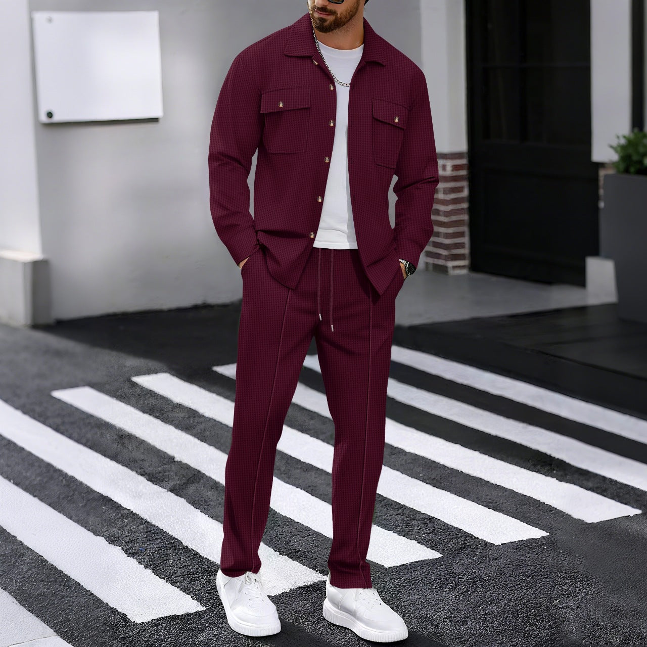 Men's Suit Textured Two Piece Tailored Button