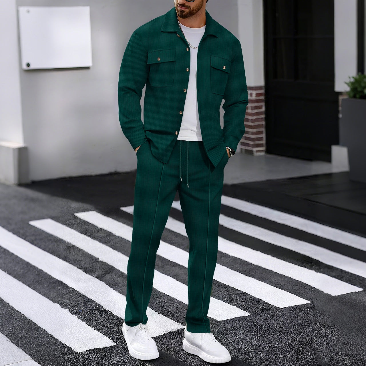 Men's Suit Textured Two Piece Tailored Button