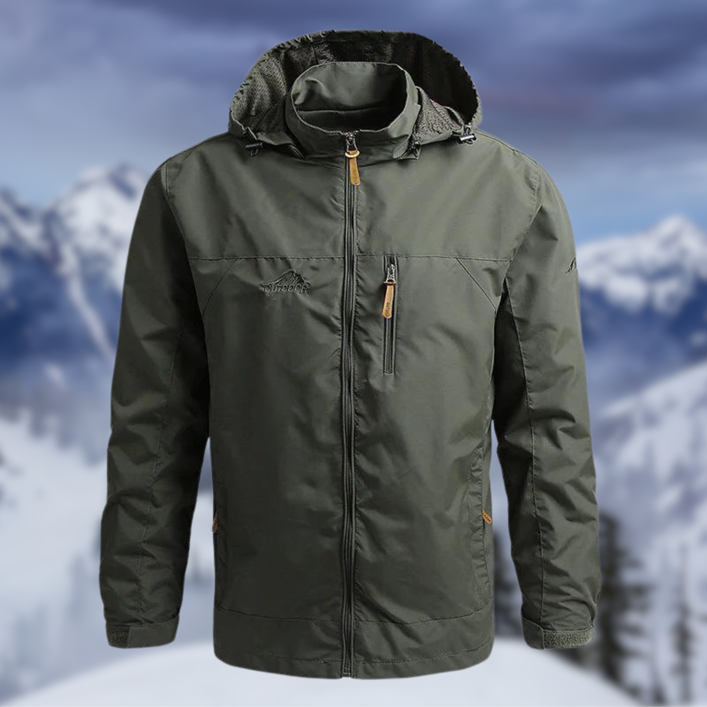 Men's Hooded Jacket Water Resistant Regular Fit Zip Up Windproof