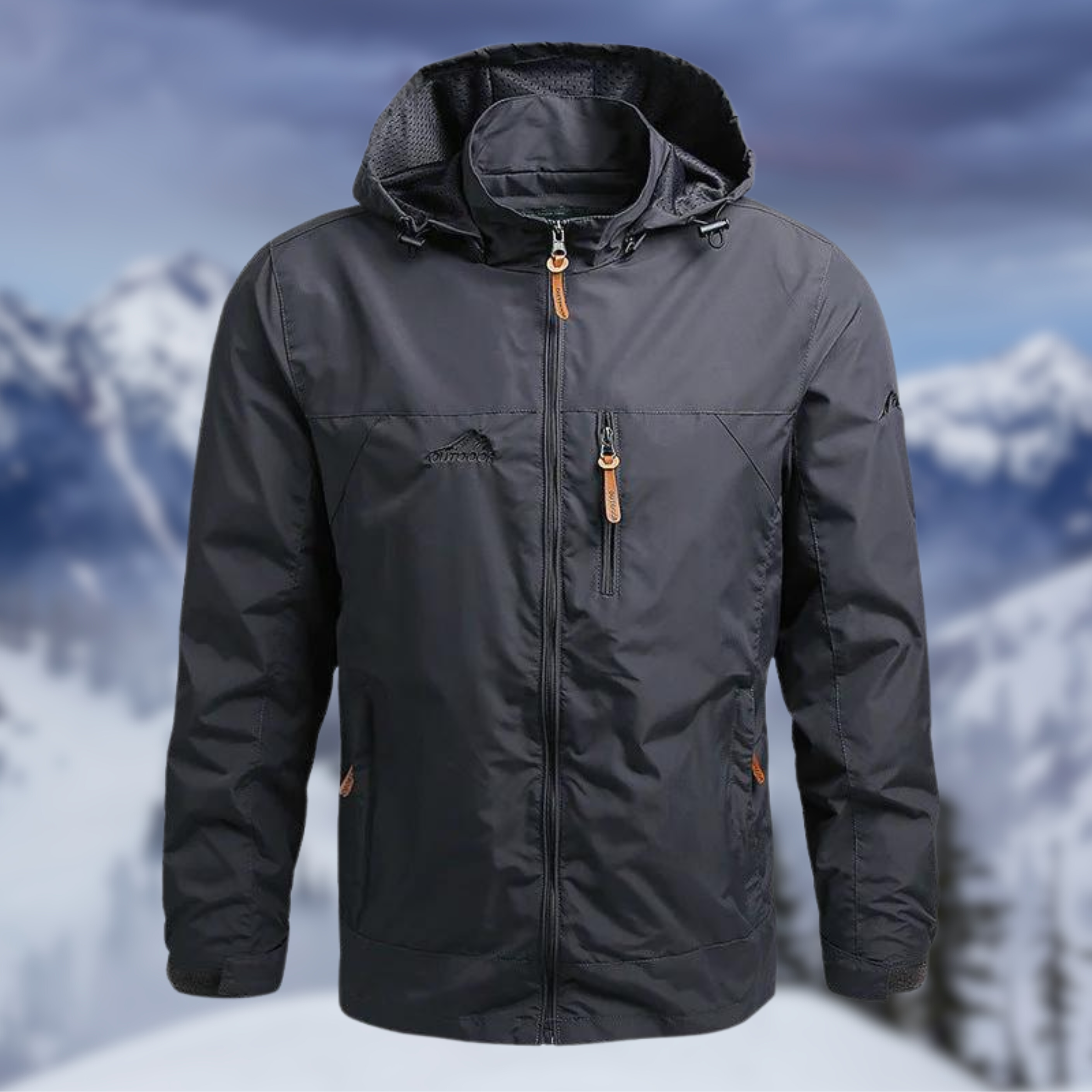 Men's Hooded Jacket Water Resistant Regular Fit Zip Up Windproof