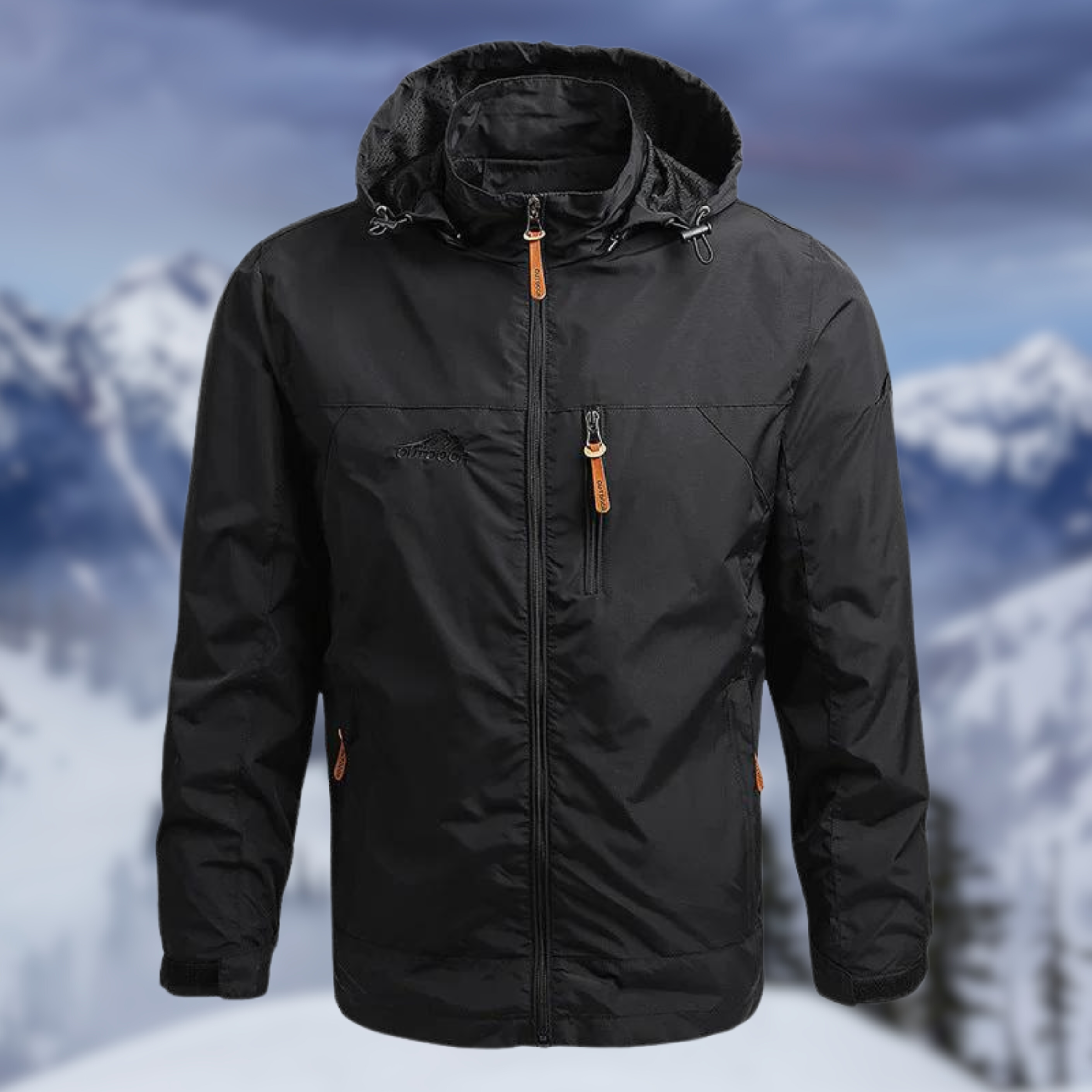 Men's Hooded Jacket Water Resistant Regular Fit Zip Up Windproof