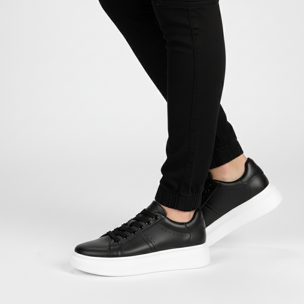 Sneaker Low Top Platform Sole Lace Up Perforated