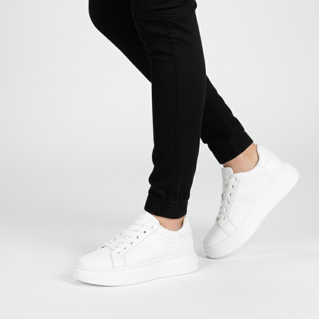 Sneaker Low Top Platform Sole Lace Up Perforated