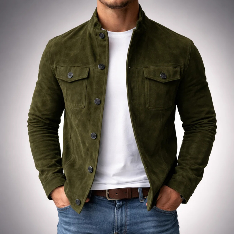 Overshirt Suede Flap Pockets Military Cut