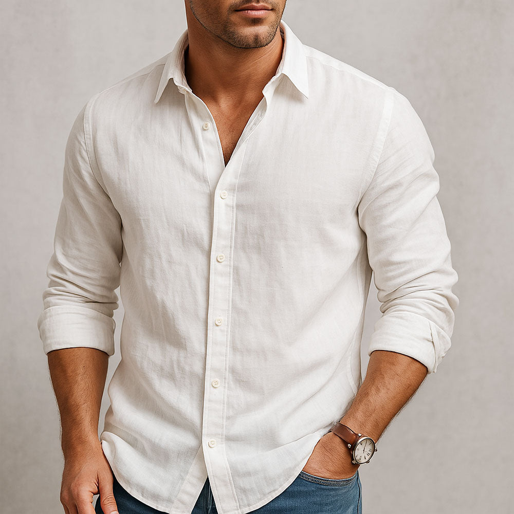 Shirt Slim Fit Button Down Point Collar