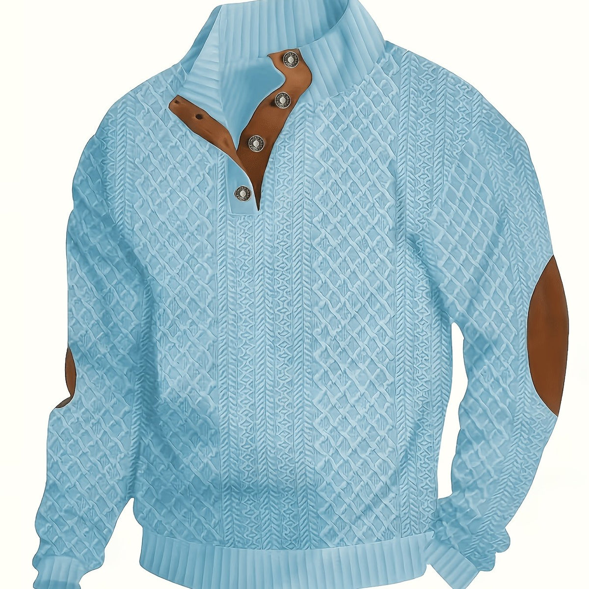 Men's Stand-Collar Button-Neck Textured Jumper photo 6