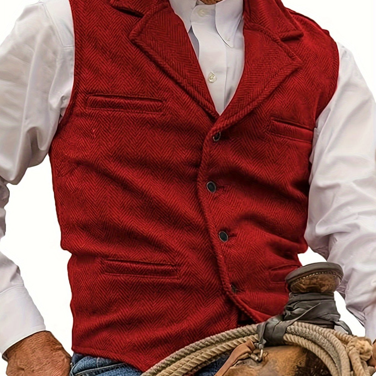 Men's Herringbone Notch-Lapel Waistcoat photo 11