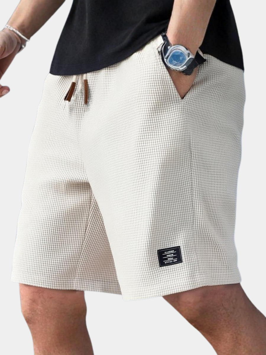 Waffle Shorts Men Casual Drawstring Summer Shorts