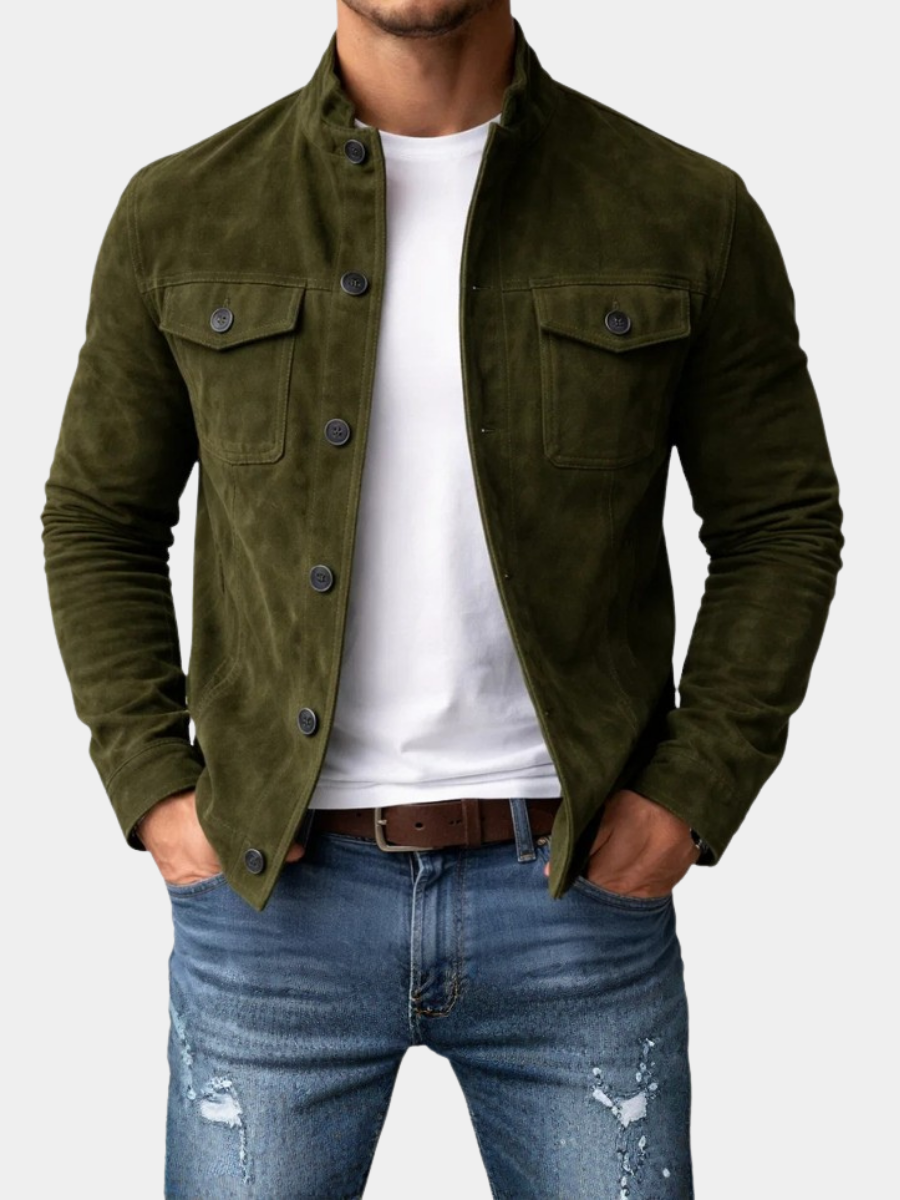 Overshirt Suede Flap Pockets Military Cut