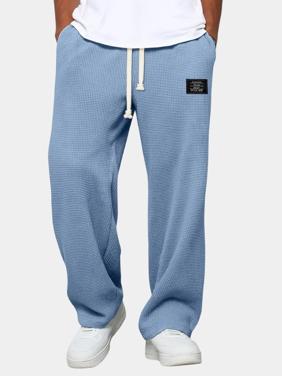Harvey | Men's Relaxed Straight Trousers with Drawstring Waist and Lace-Up Ankle