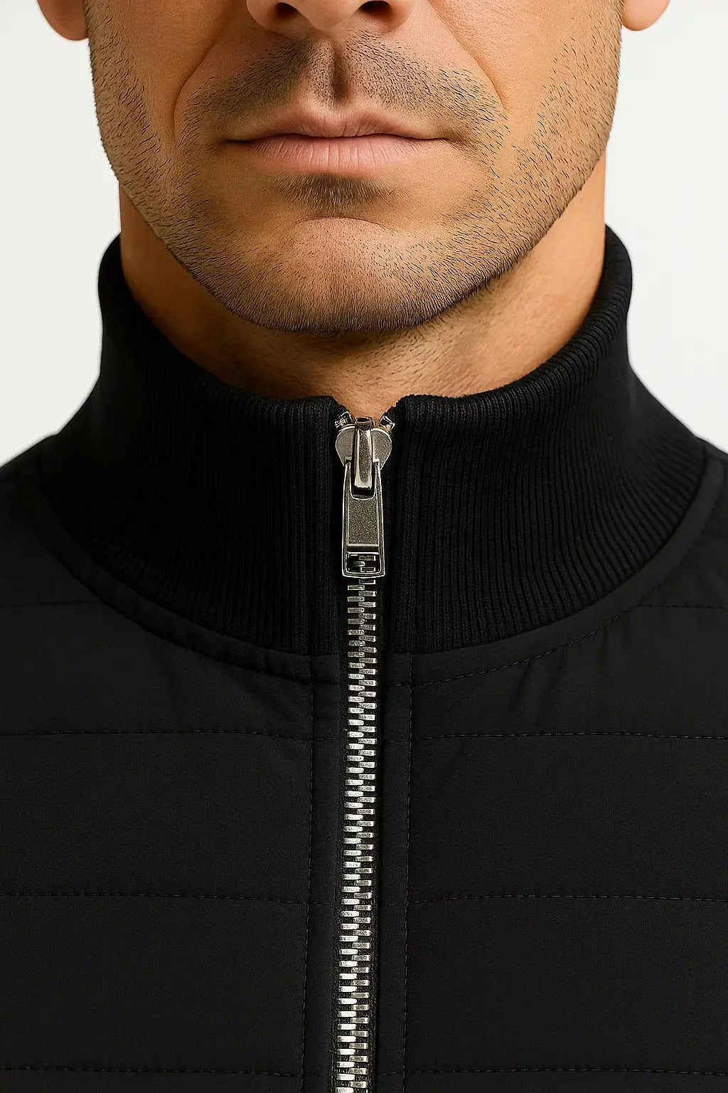 Quilted Zip Up Jacket Men Casual Hybrid Bomber
