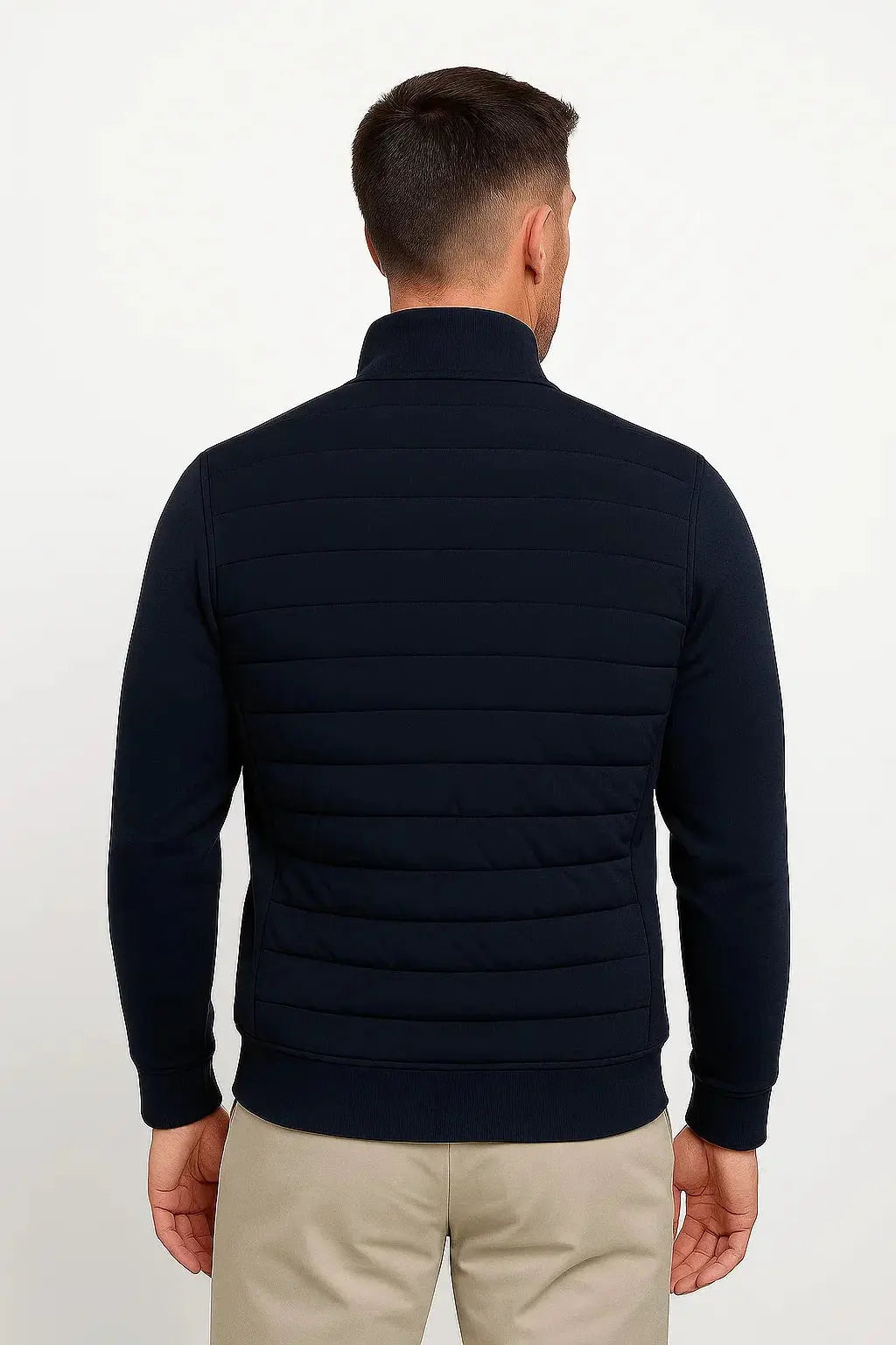 Quilted Zip Up Jacket Men Casual Hybrid Bomber