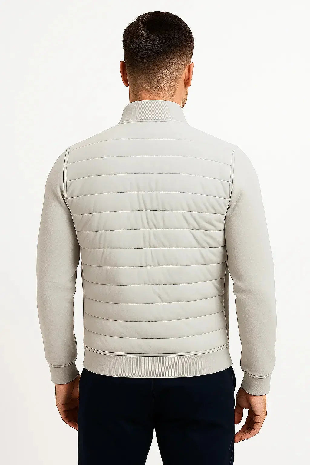 Quilted Zip Up Jacket Men Casual Hybrid Bomber