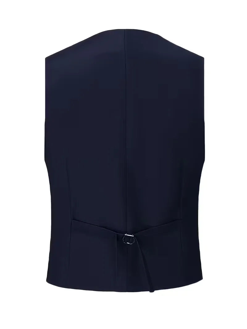 Three Piece Suit Set Men Woven Fabric Slim Fit Double Breasted Waistcoat Formal