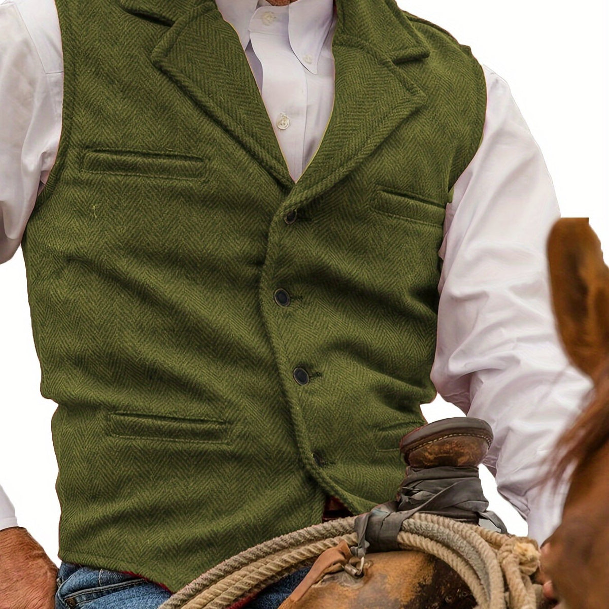 Men's Herringbone Notch-Lapel Waistcoat photo 7
