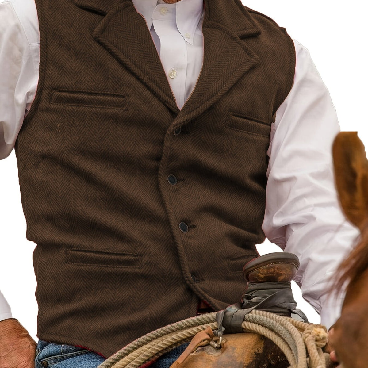 Men's Herringbone Notch-Lapel Waistcoat photo 9