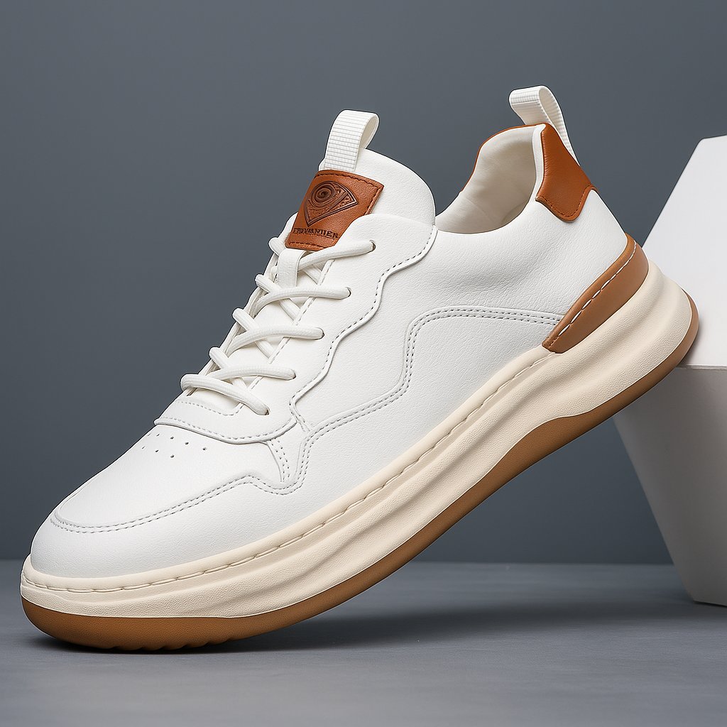 Men's Chunky Trainers Lace-Up Low-Top Sneakers with Perforated Toe Panel