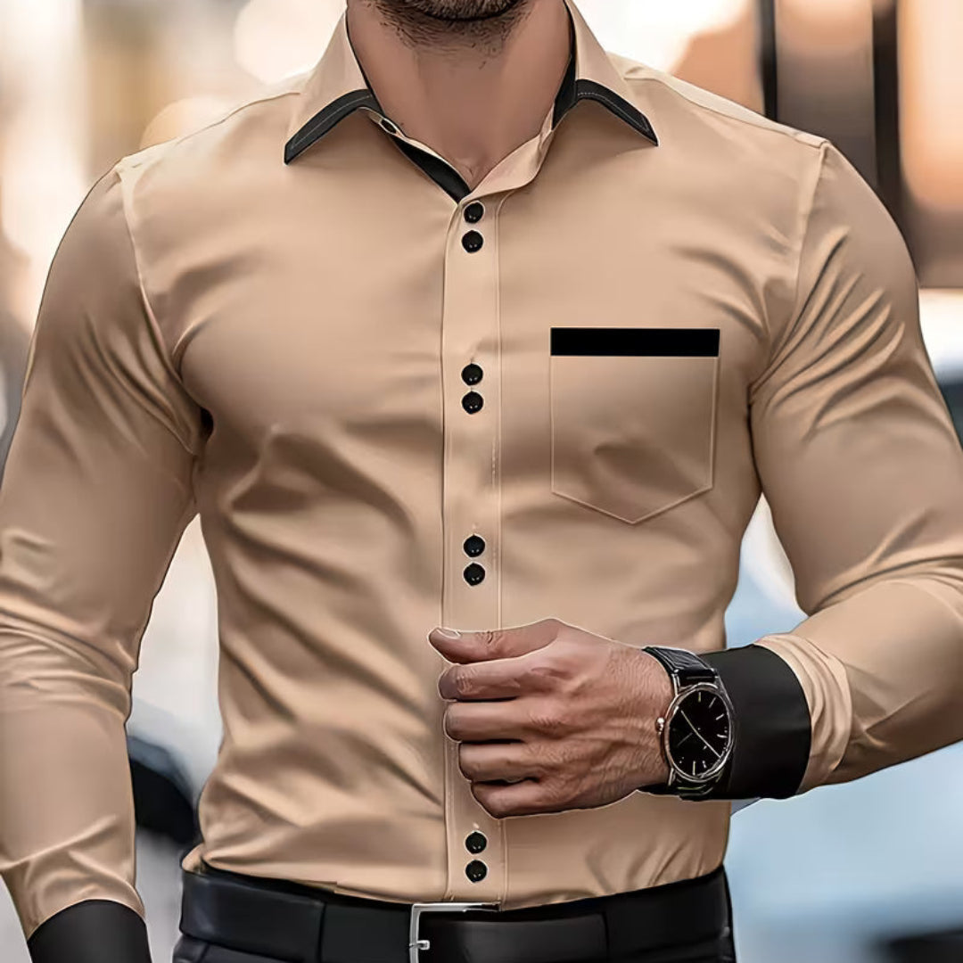 Men's Contrast-Trim Button-Front Shirt original product view 2