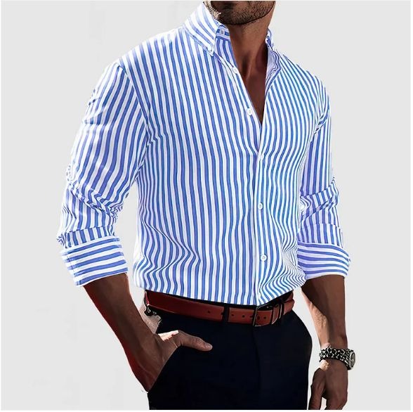 Shirt Striped Slim Fit Button Down Tab Collar