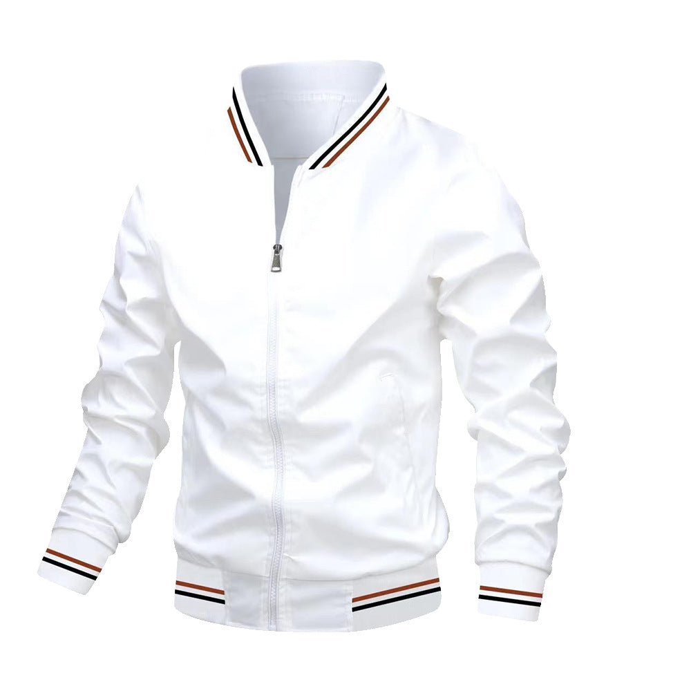 Men's Bomber Jacket Full-Zip with Stand Collar and Ribbed Trims