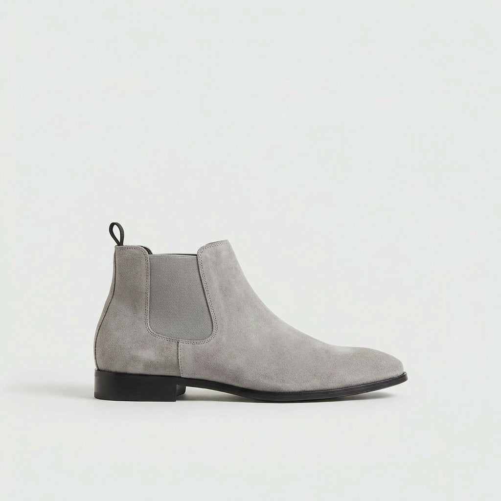 Men's Chelsea Boots with Elasticated Sides and Low Block Heel