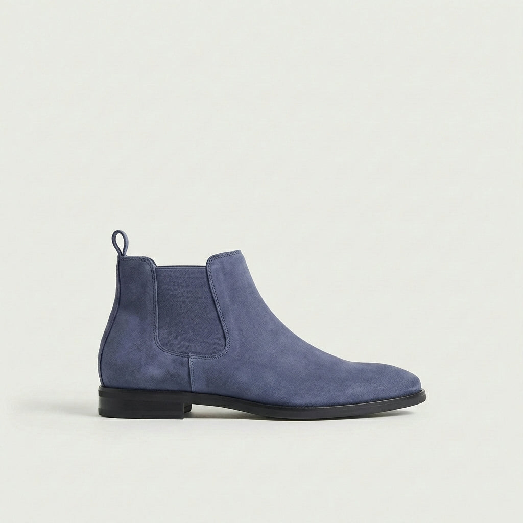 Men's Chelsea Boots with Elasticated Sides and Low Block Heel