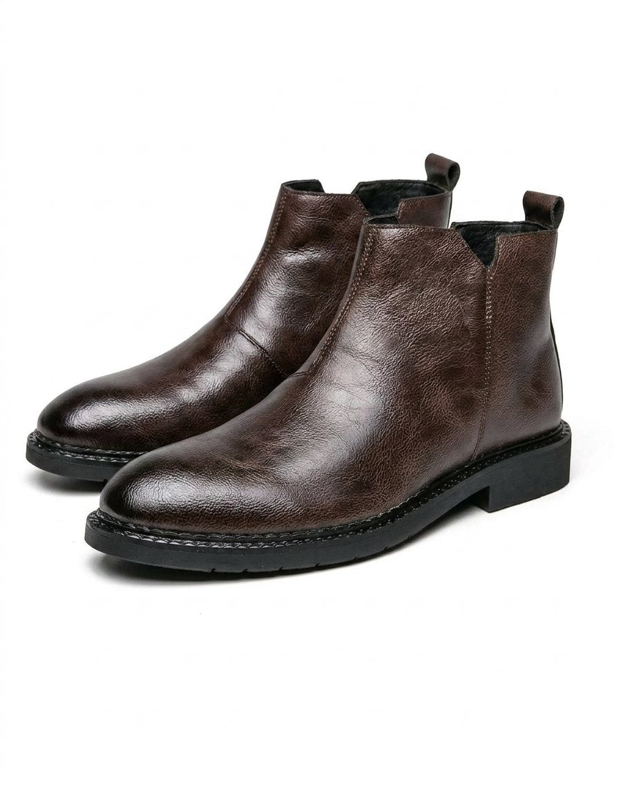 Men's Chelsea Boots Pull-On Ankle Boots with Elastic Side Panels