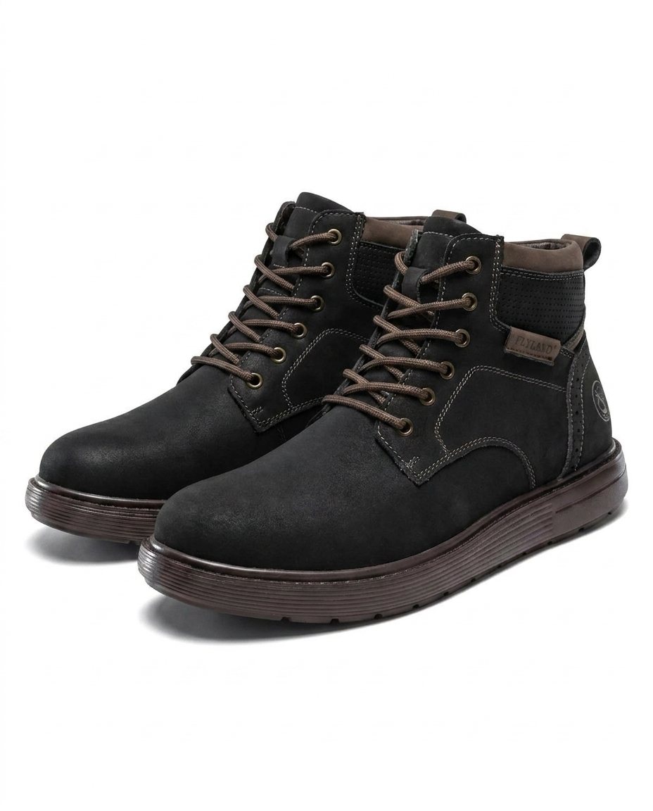 Men's Casual Lace-Up Boots with Padded Collar and Thick Sole