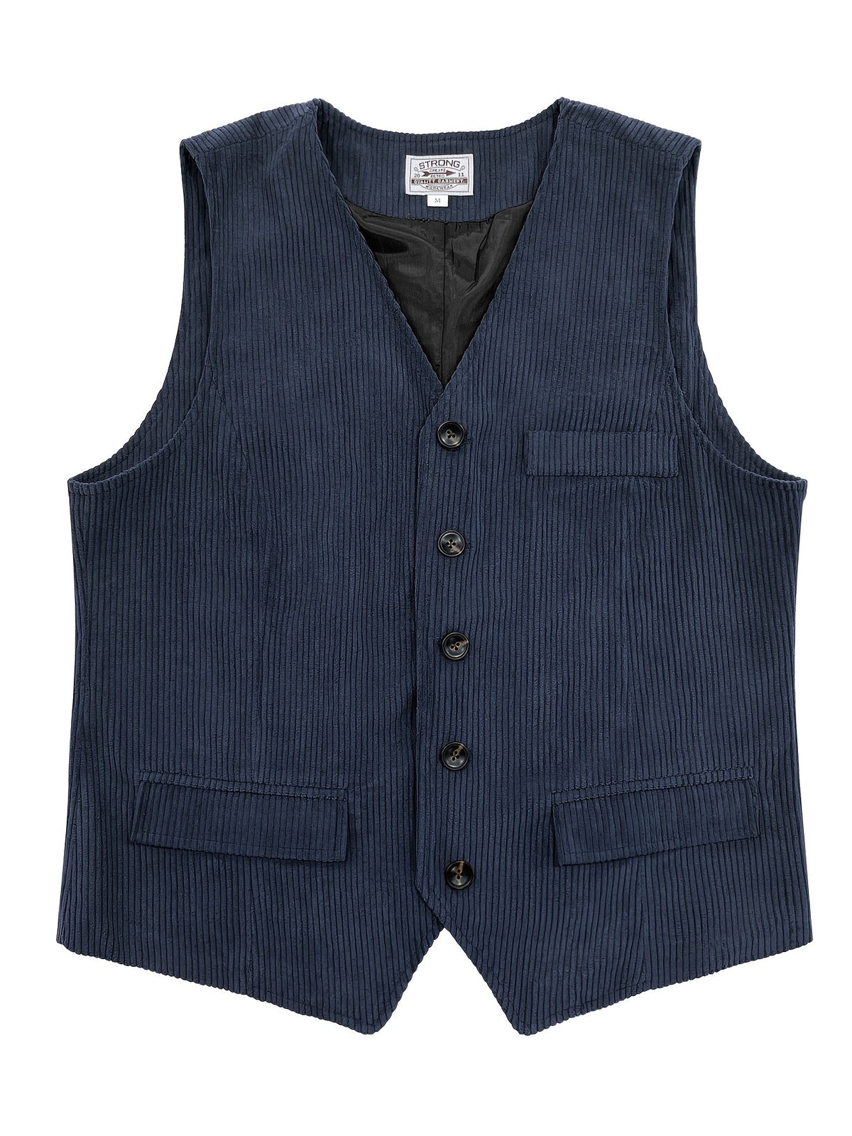 Men's Vest V Neck Button Front Textured Vintage Style