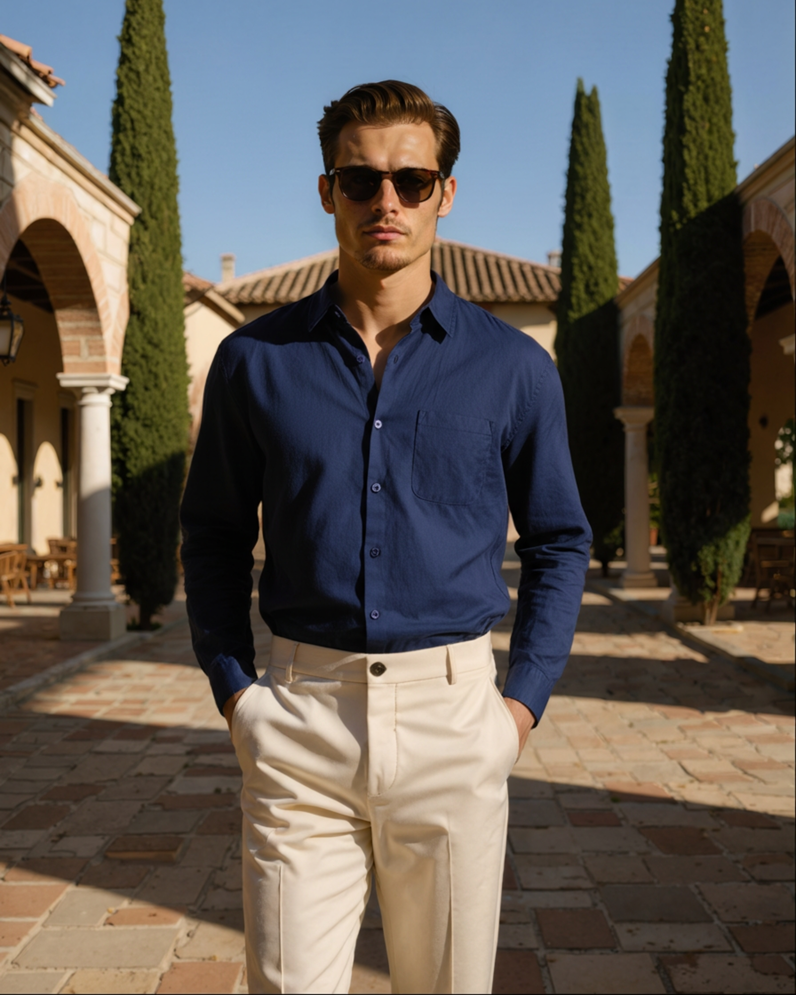 Linen Shirt Men Long Sleeve Casual Button Up Summer Shirt