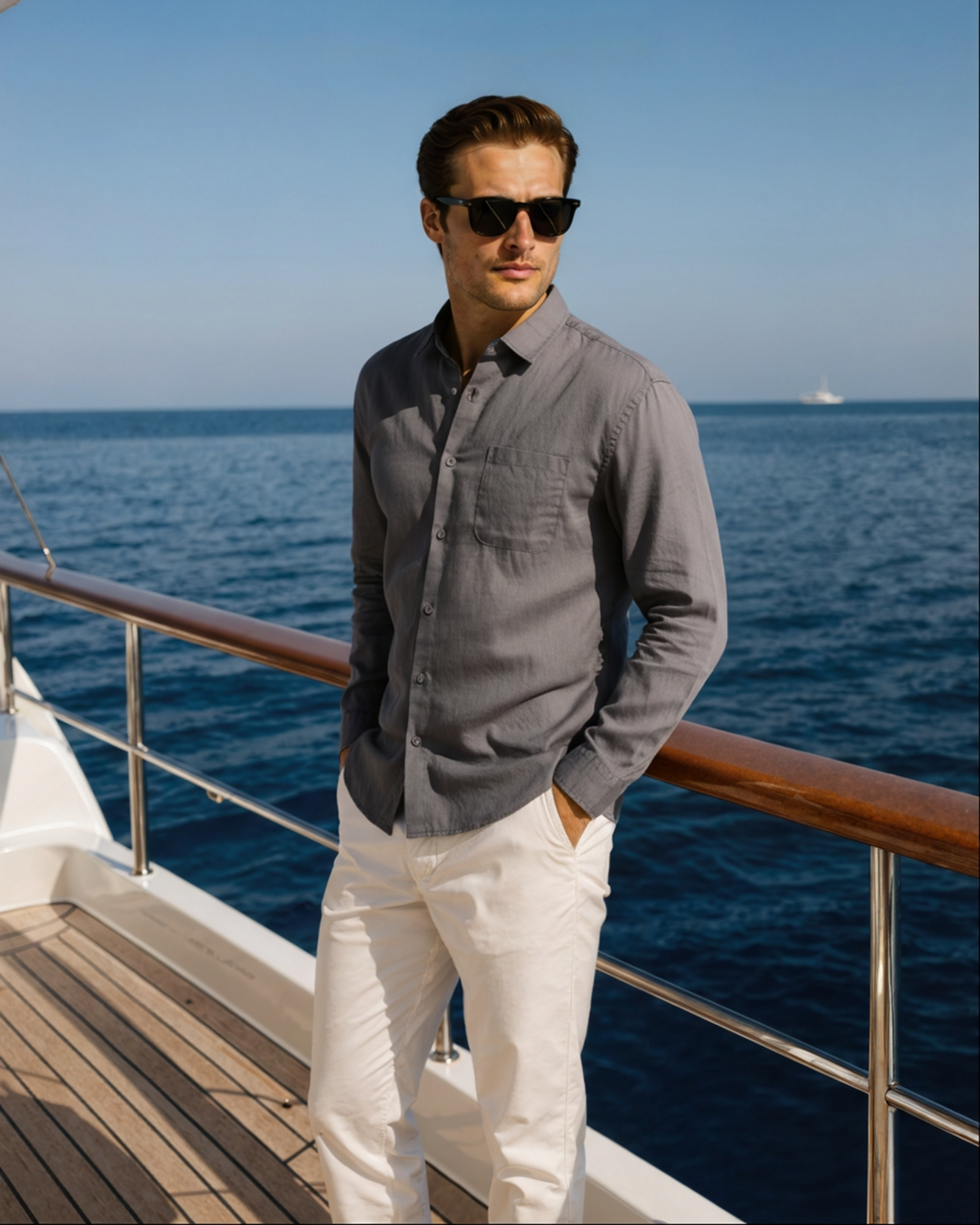 Linen Shirt Men Long Sleeve Casual Button Up Summer Shirt