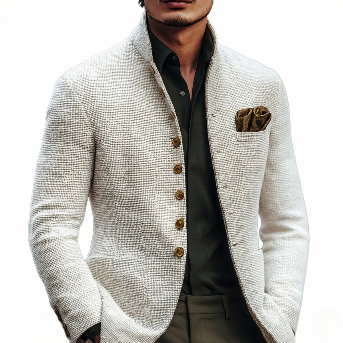 Murray | Men's Textured Stand Collar Single-Breasted Blazer