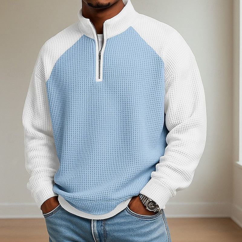 Men's Textured Stand-Collar Quarter-Zip Jumper original product view 1