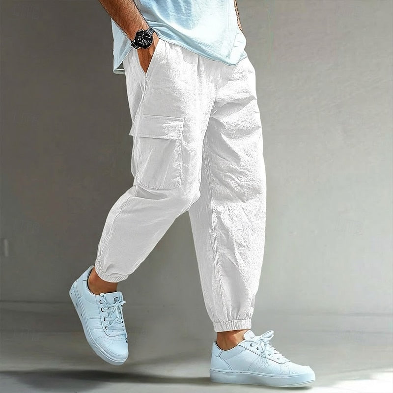 Men's Relaxed Drawstring Cargo Trousers original photo 2
