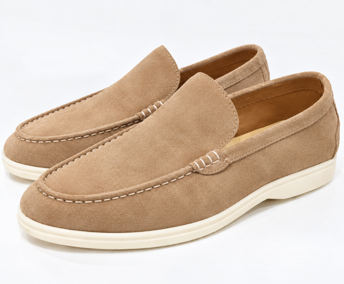 Men's Suede-Look Slip-On Loafers Lightweight Comfortable Casual Flat Shoes