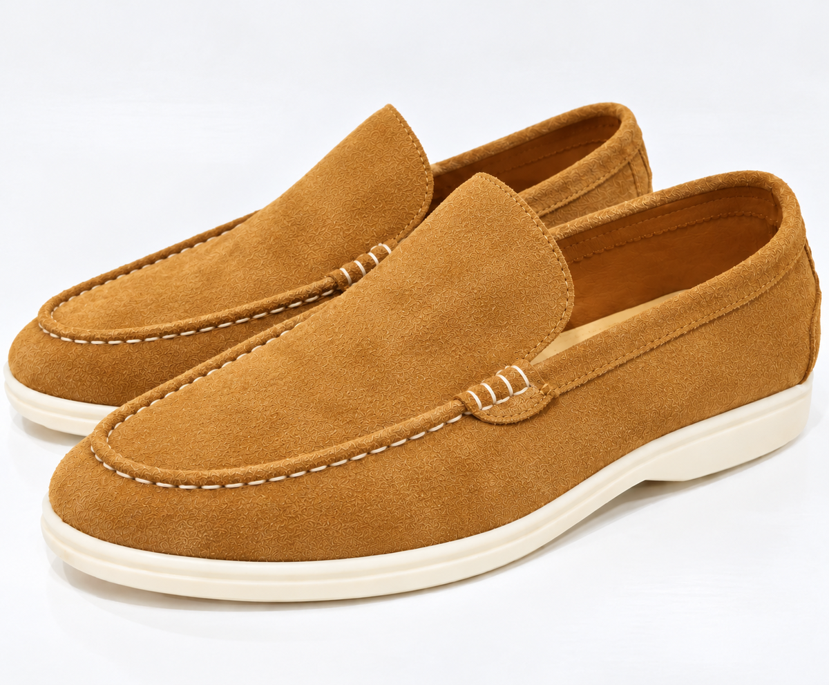 Men's Suede-Look Slip-On Loafers Lightweight Comfortable Casual Flat Shoes
