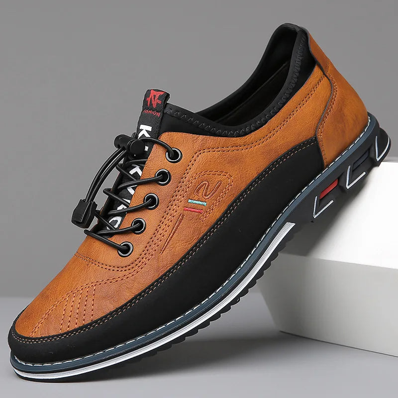 Men's Casual Lace-Up Shoes with Two-Tone Design and Chunky Sole
