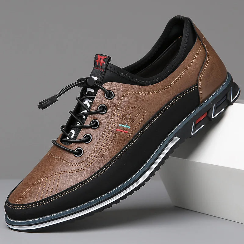 Men's Casual Lace-Up Shoes with Two-Tone Design and Chunky Sole