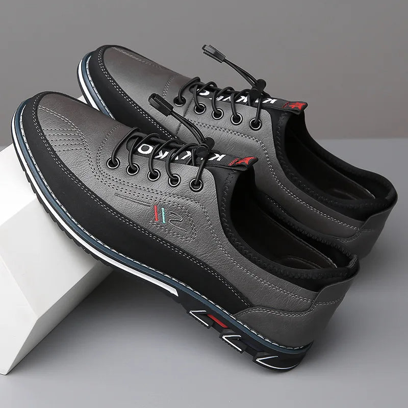 Men's Casual Lace-Up Shoes with Two-Tone Design and Chunky Sole