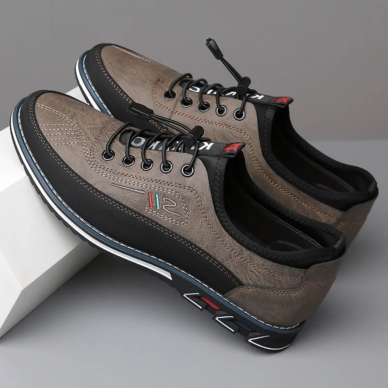 Men's Casual Lace-Up Shoes with Two-Tone Design and Chunky Sole