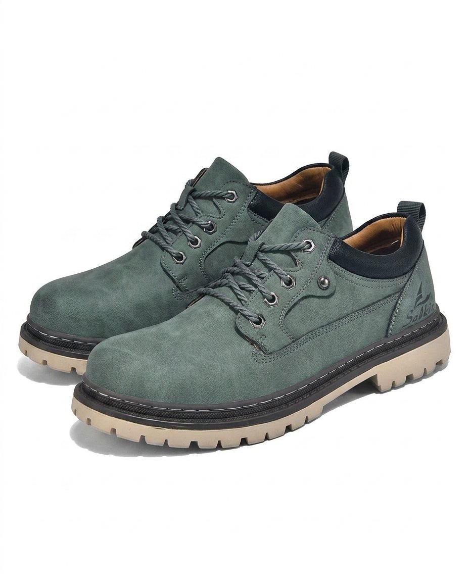 Men's Lace-Up Shoes with Chunky Cleated Sole and Padded Collar