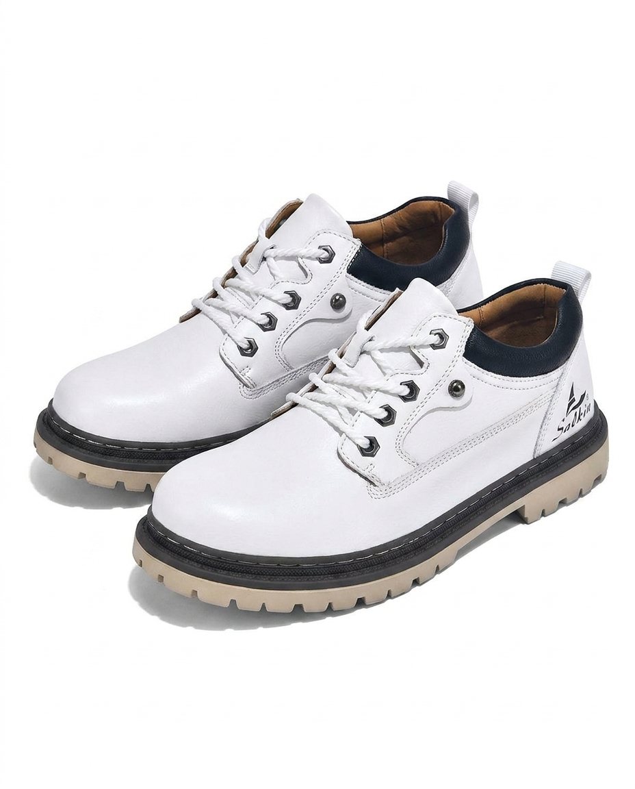 Men's Lace-Up Shoes with Chunky Cleated Sole and Padded Collar