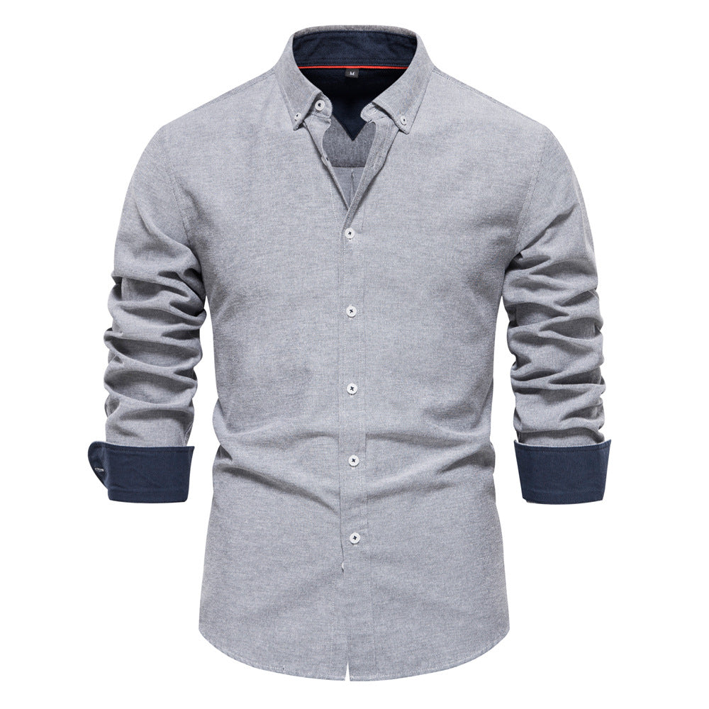 Men's Button Down Collar Shirt with Contrast Cuff Detailing