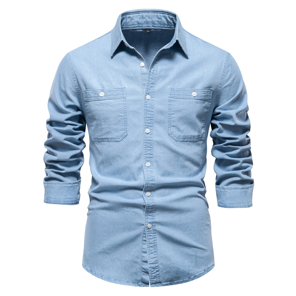 Men's Utility Shirt with Two Button Chest Pockets and Classic Collar