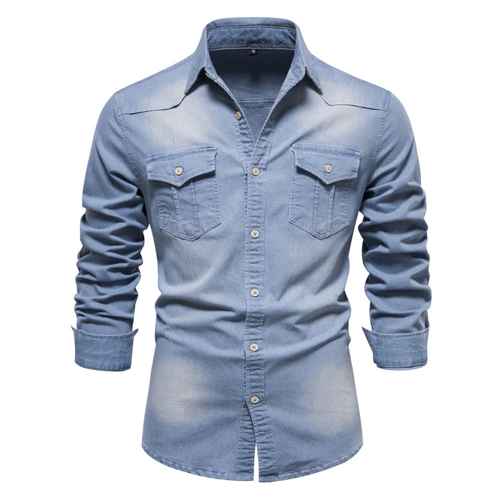 Men's Western Style Shirt with Flap Chest Pockets and Classic Collar
