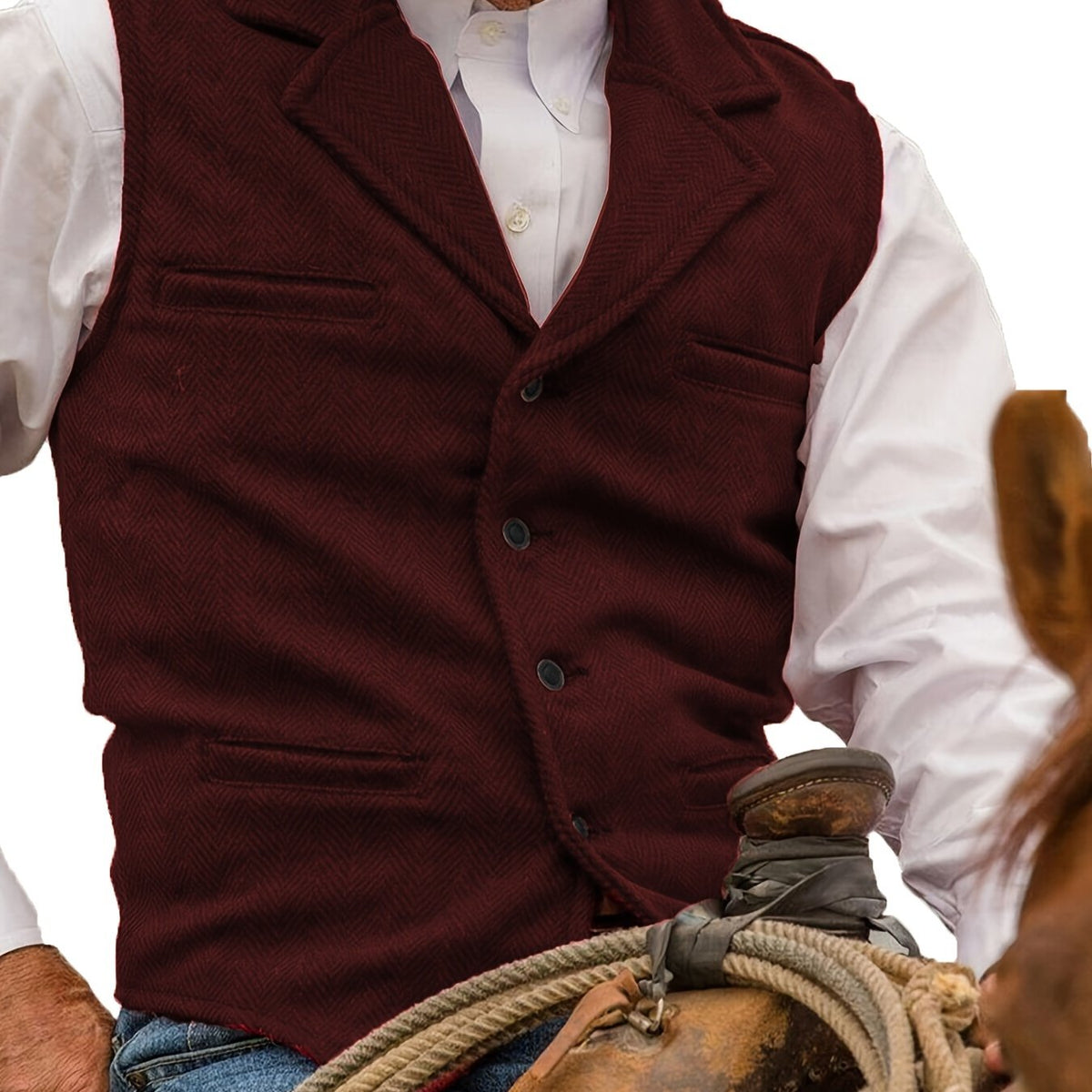 Men's Herringbone Notch-Lapel Waistcoat photo 4
