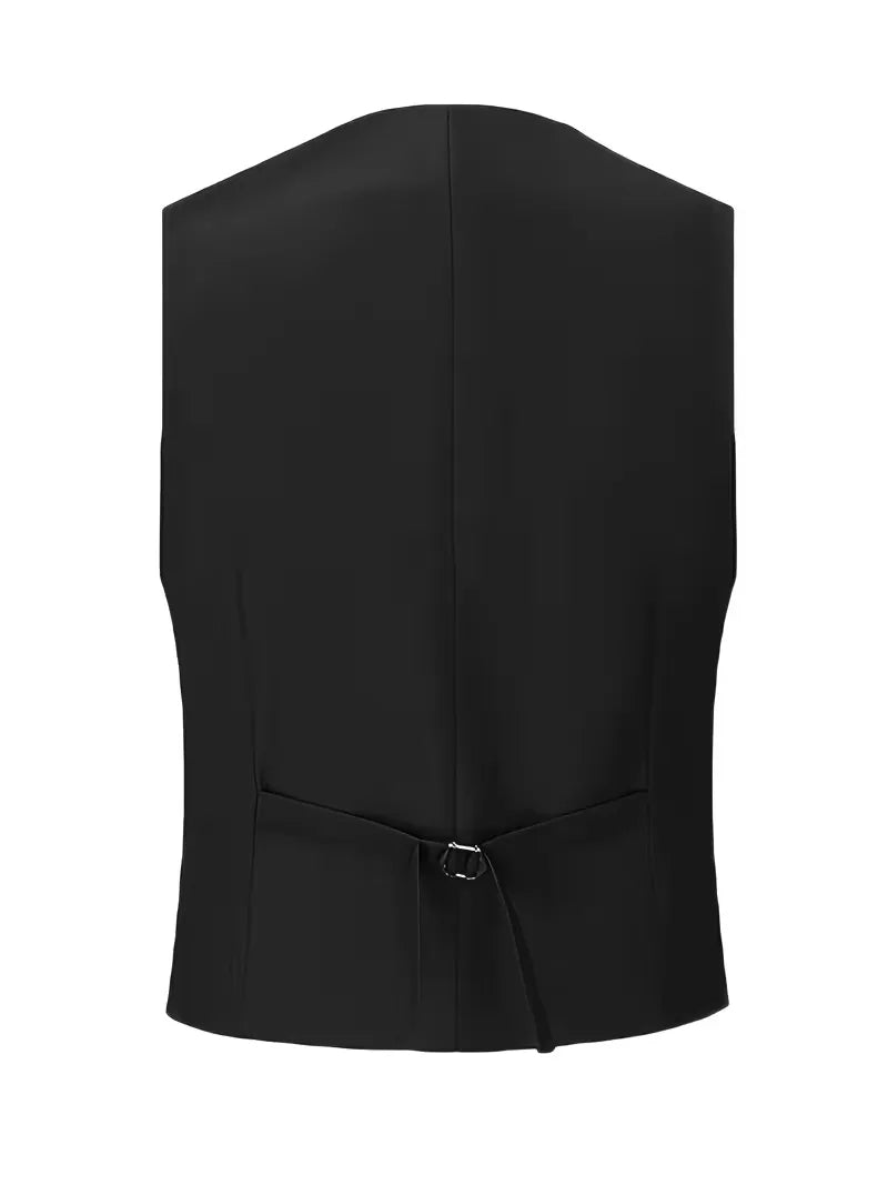 Three Piece Suit Set Men Woven Fabric Slim Fit Double Breasted Waistcoat Formal