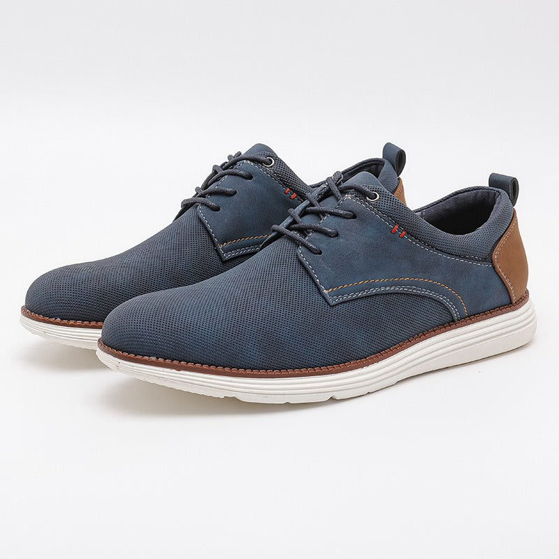 Men's Casual Derby Shoes Lace-Up with Light Sole and Contrast Heel Detail
