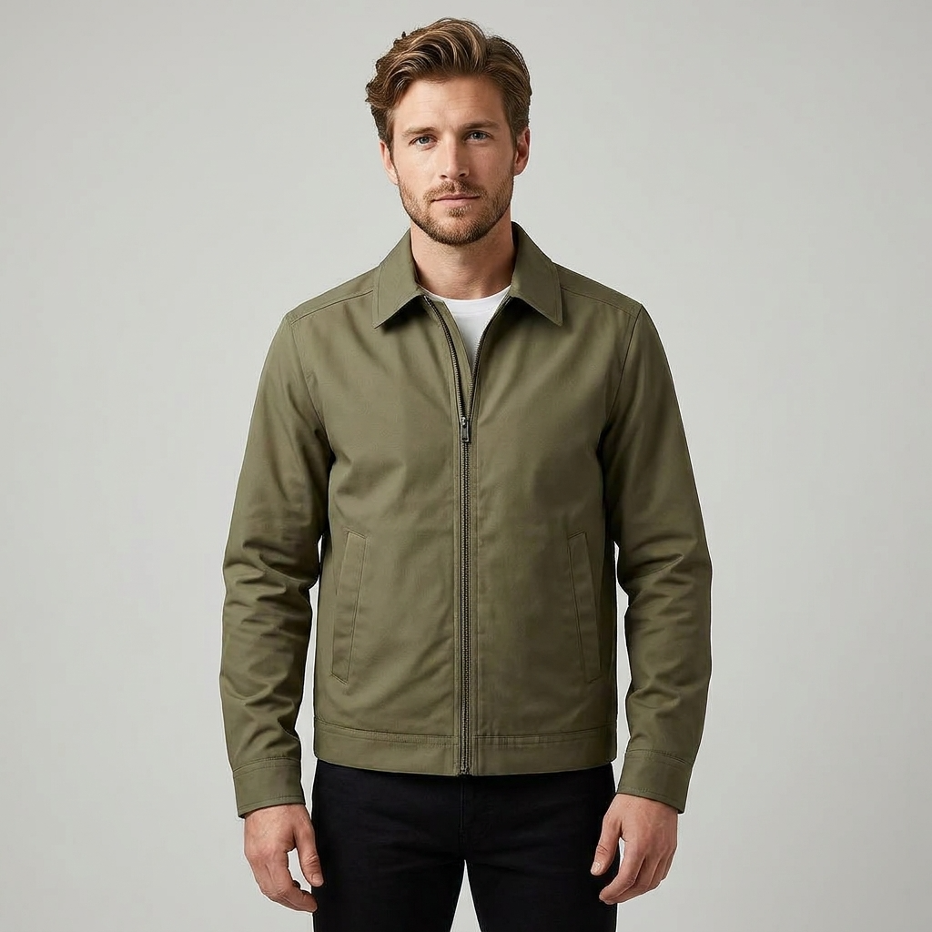 Jacket Harrington Zip Up Point Collar Checked Lining