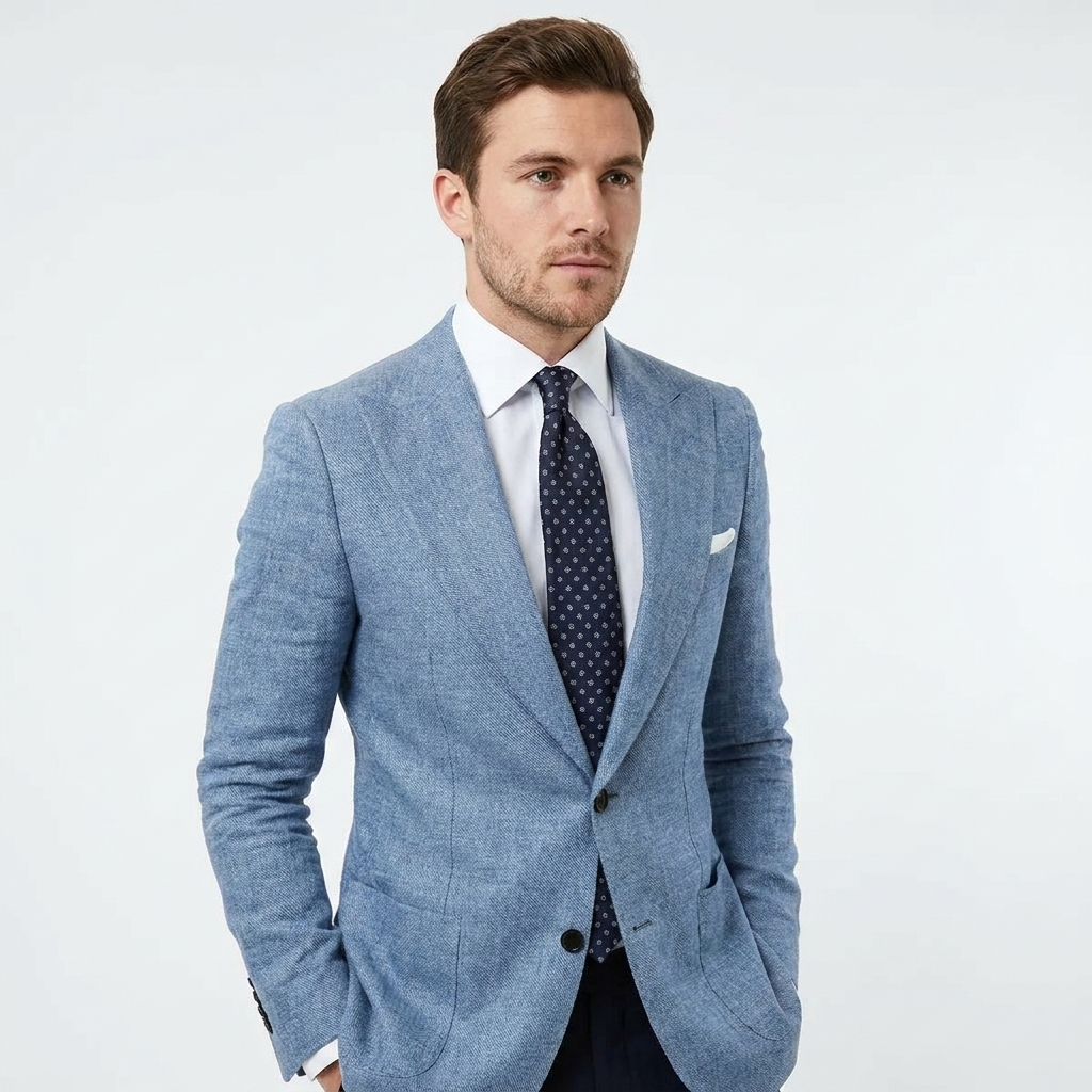 Blazer Slim Fit Two Button Notch Lapel Breast Pocket